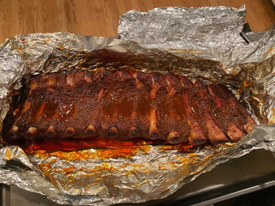 Baby back ribs finished cooking