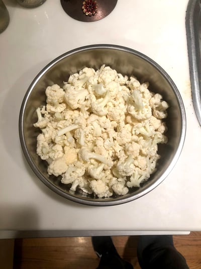 Raw chopped cauliflower