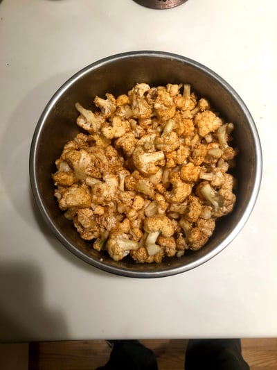 Spiced raw cauliflower